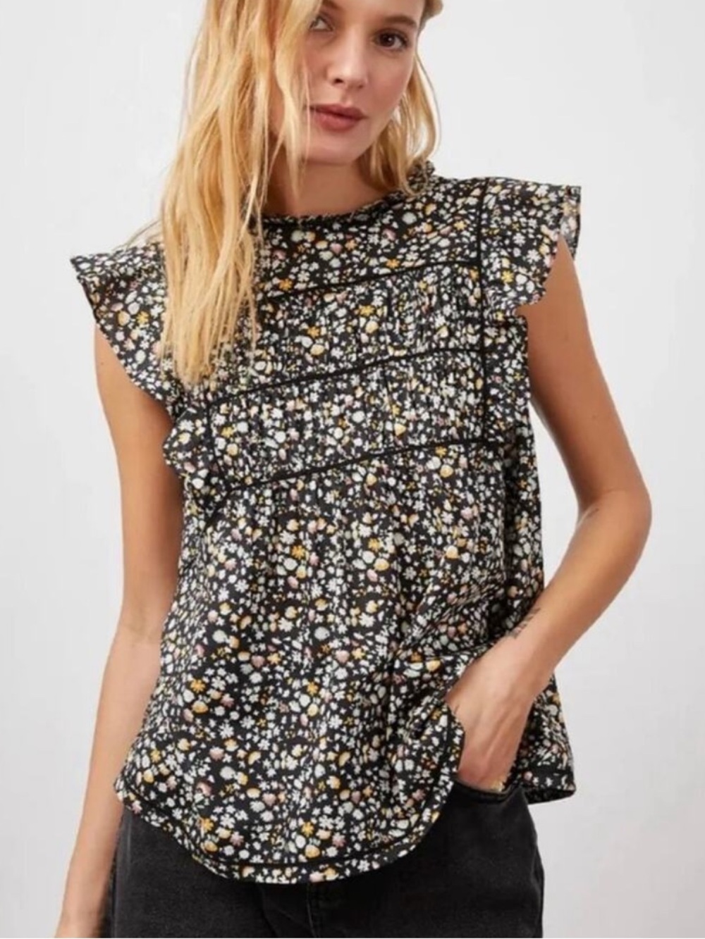 Rails Filomena Top in Black Floral Print